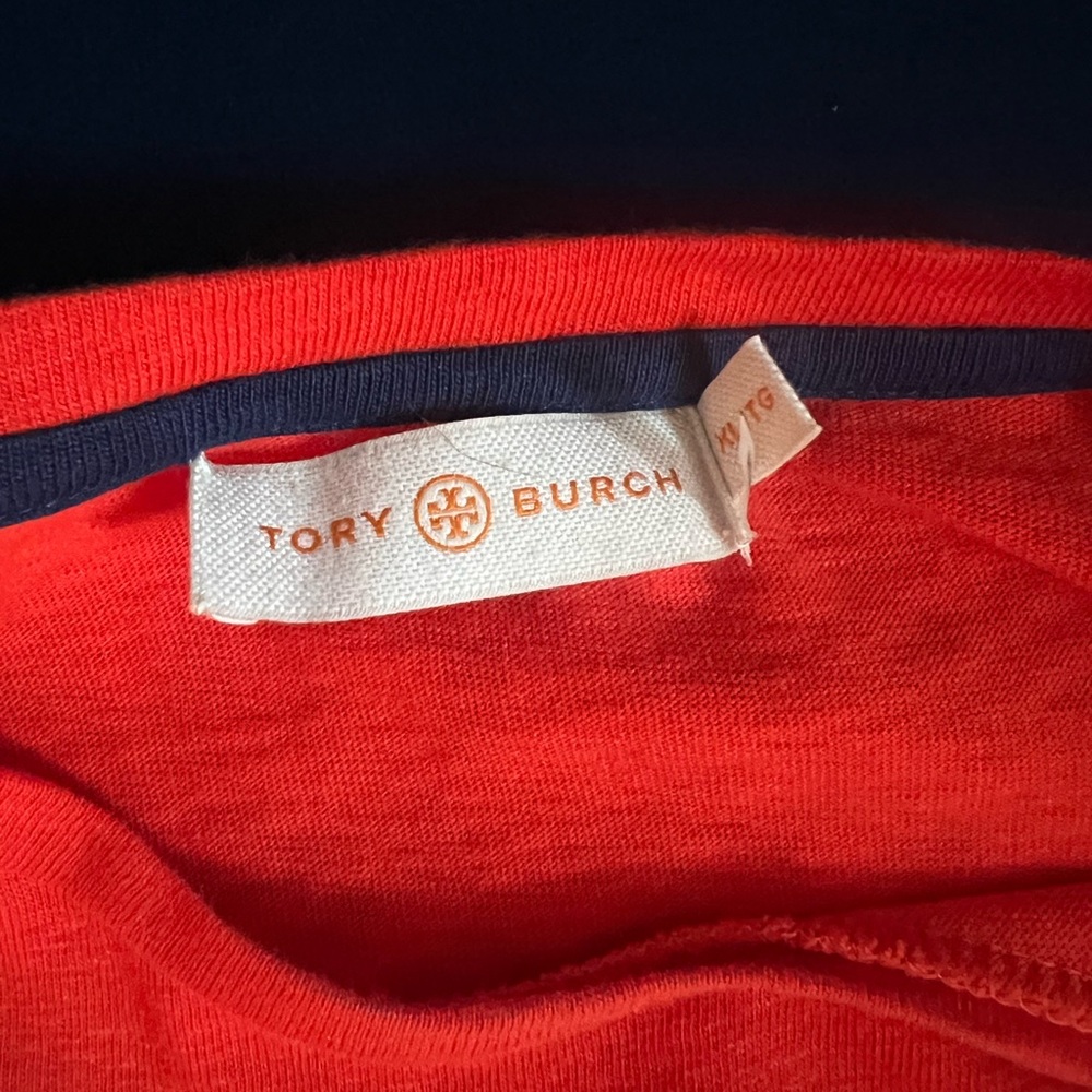 Tory Burch Orange Color 100% Cotton Ruffled T Shirt Size XL - Picture 5 of 5